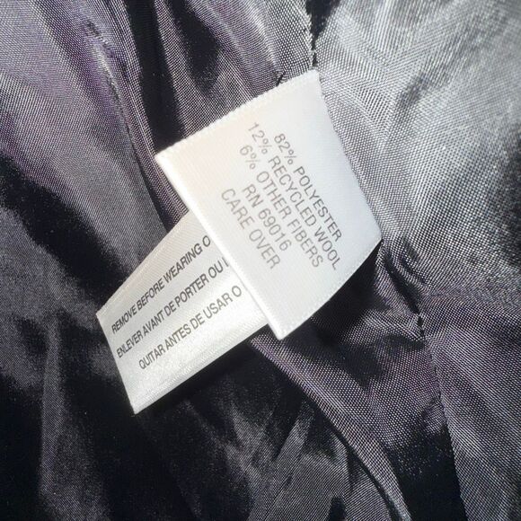 Wool Blend Textured Tweed Jacket Zip Front Black Gray Fringe Trim Women’s 12 – B - Picture 10 of 15